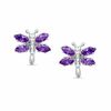 Thumbnail Image 0 of Marquise Simulated Amethyst Dragonfly Stud Earrings in Sterling Silver