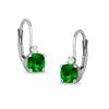 Thumbnail Image 0 of 5mm Cushion-Cut Simulated Emerald Leverback Earrings in Sterling Silver with CZ