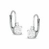 Thumbnail Image 0 of 5mm Cushion-Cut Lab-Created White Sapphire Leverback Earrings in Sterling Silver with CZ