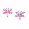 Thumbnail Image 0 of Marquise Lab-Created Pink Sapphire Dragonfly Stud Earrings in Sterling Silver