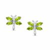 Thumbnail Image 0 of Marquise Simulated Peridot Dragonfly Stud Earrings in Sterling Silver