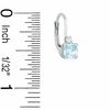 Thumbnail Image 1 of 5mm Cushion-Cut Simulated Aquamarine Leverback Earrings in Sterling Silver with CZ