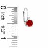 Thumbnail Image 1 of Cushion-Cut Lab-Created Ruby Leverback Earrings in Sterling Silver with CZ