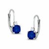 Thumbnail Image 0 of Cushion-Cut Simulated Sapphire Leverback Earrings in Sterling Silver with CZ