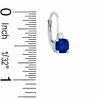 Thumbnail Image 1 of Cushion-Cut Simulated Sapphire Leverback Earrings in Sterling Silver with CZ