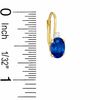 Thumbnail Image 1 of Oval Simulated Sapphire and CZ Leverback Earrings in Sterling Silver with 14K Gold Plate