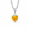 Thumbnail Image 0 of 5mm Heart-Shaped Simulated Citrine Pendant in Sterling Silver with CZ