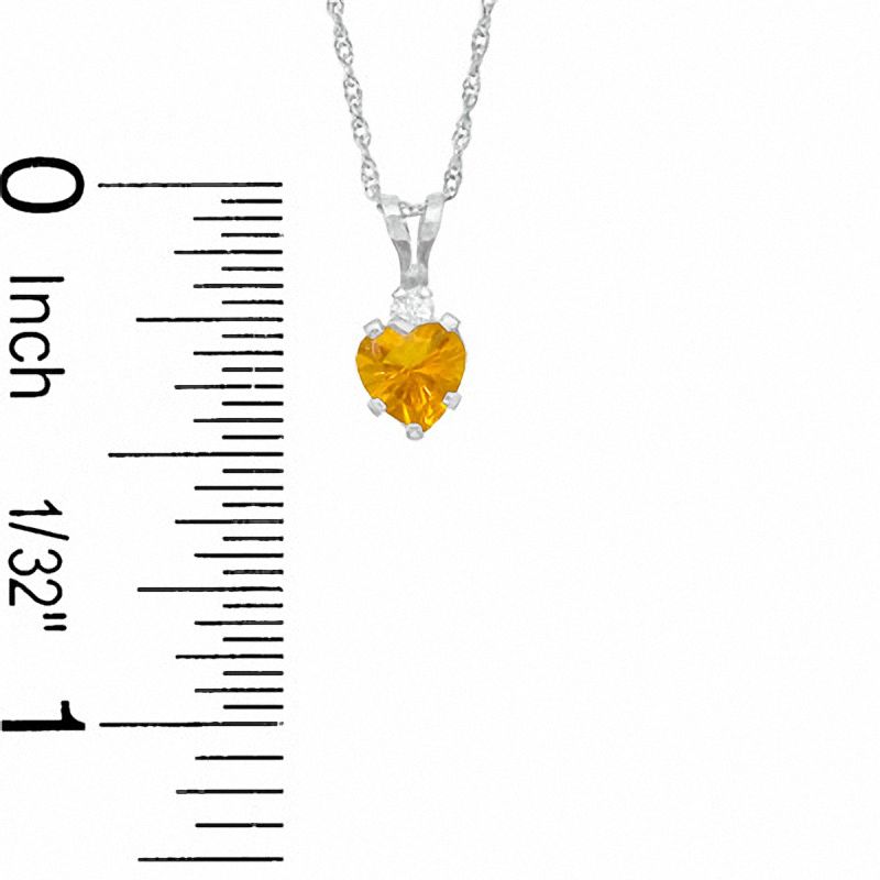 5mm Heart-Shaped Simulated Citrine Pendant in Sterling Silver with CZ