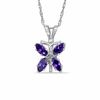 Thumbnail Image 0 of Marquise Simulated Amethyst Butterfly Pendant in Sterling Silver