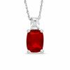 Thumbnail Image 0 of Cushion-Cut Simulated Garnet Pendant in Sterling Silver with CZ
