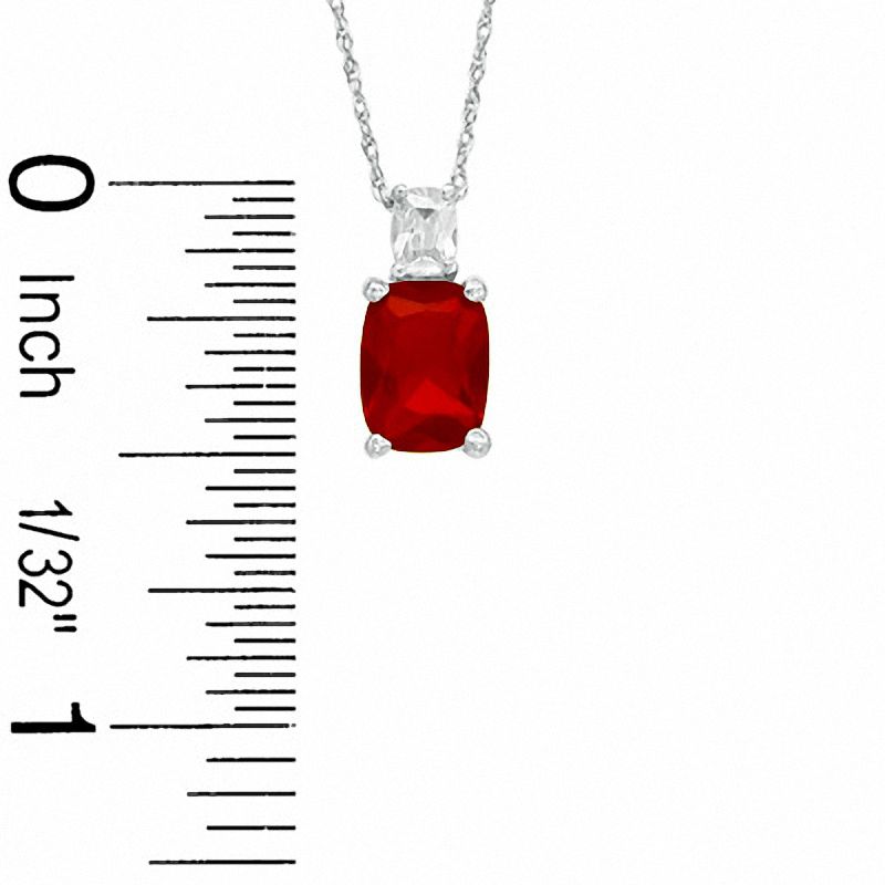 Cushion-Cut Simulated Garnet Pendant in Sterling Silver with CZ