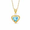 Thumbnail Image 0 of 5mm Heart-Shaped Simulated Blue Topaz and CZ Pendant in Sterling Silver with 14K Gold Plate