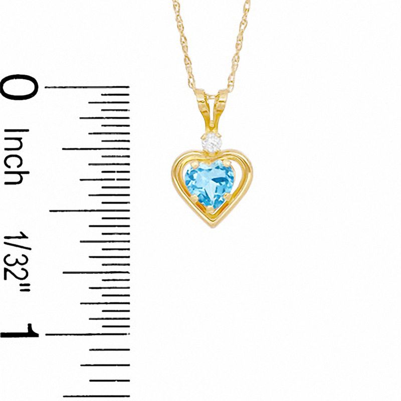 5mm Heart-Shaped Simulated Blue Topaz and CZ Pendant in Sterling Silver with 14K Gold Plate