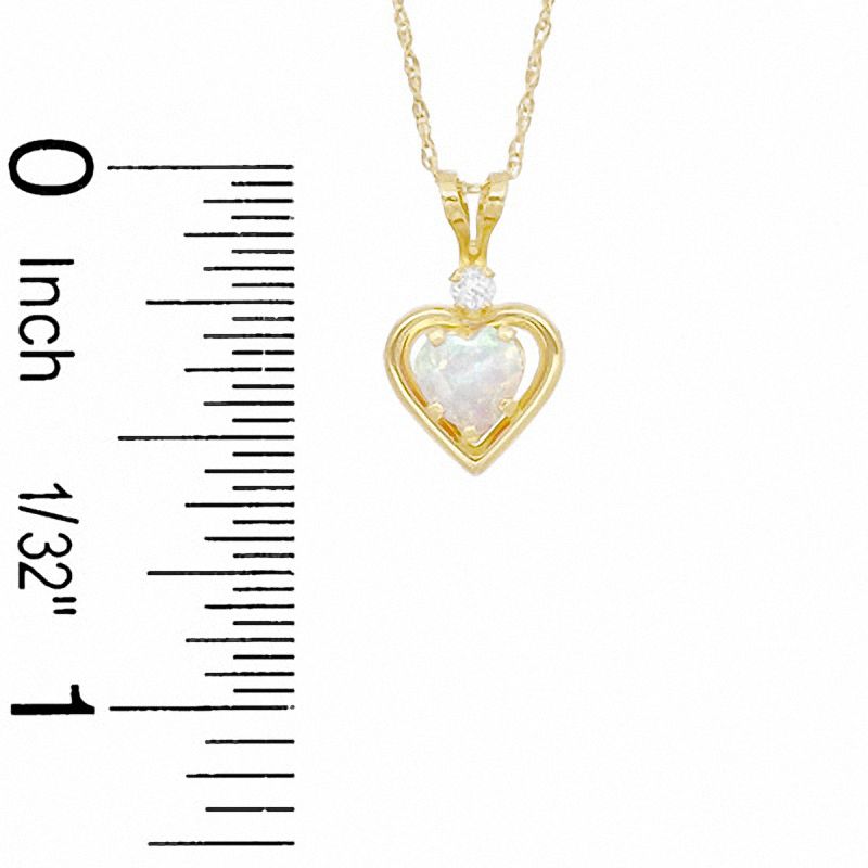 5mm Heart-Shaped Simulated Opal and CZ Pendant in Sterling Silver with 14K Gold Plate
