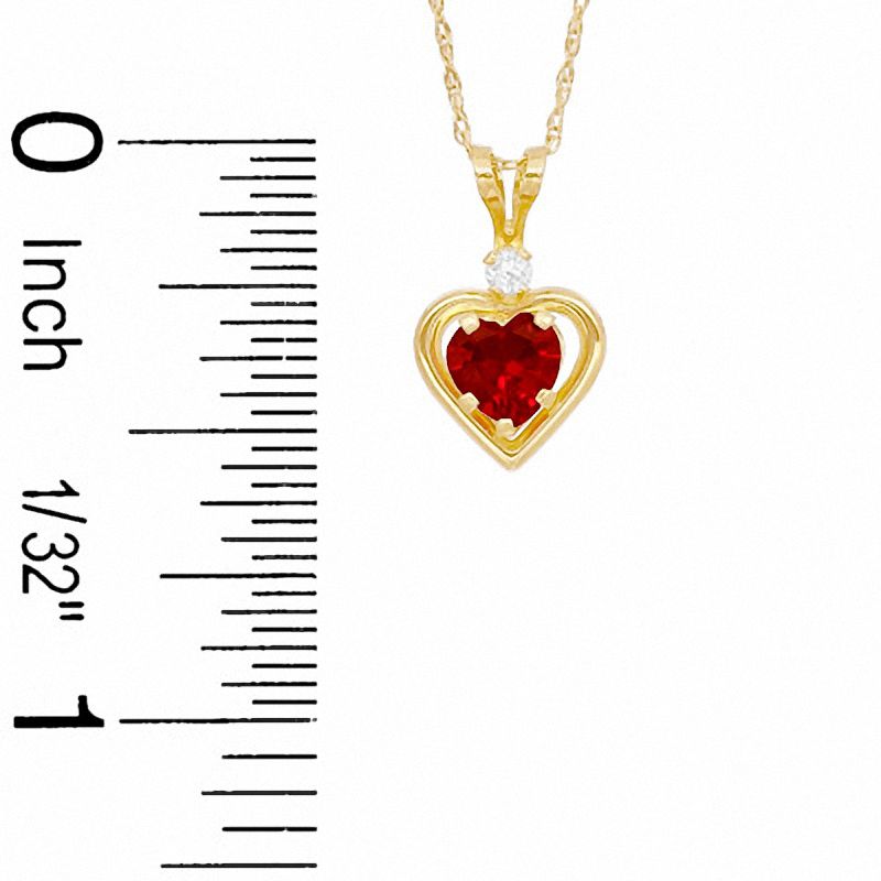 5mm Heart-Shaped Lab-Created Ruby Frame Pendant in Sterling Silver with 14K Gold Plate with CZ