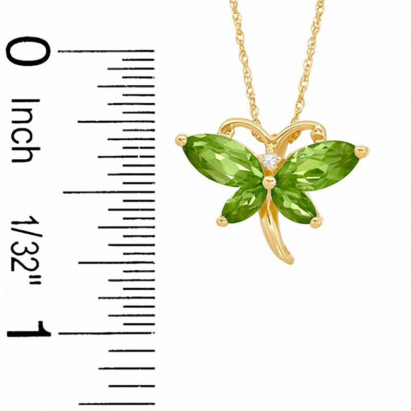 Marquise Simulated Peridot and CZ Butterfly Pendant in Sterling Silver with 14K Gold Plate