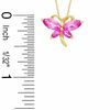 Thumbnail Image 1 of Marquise Lab-Created Pink Sapphire and CZ Butterfly Pendant in Sterling Silver with 14K Gold Plate