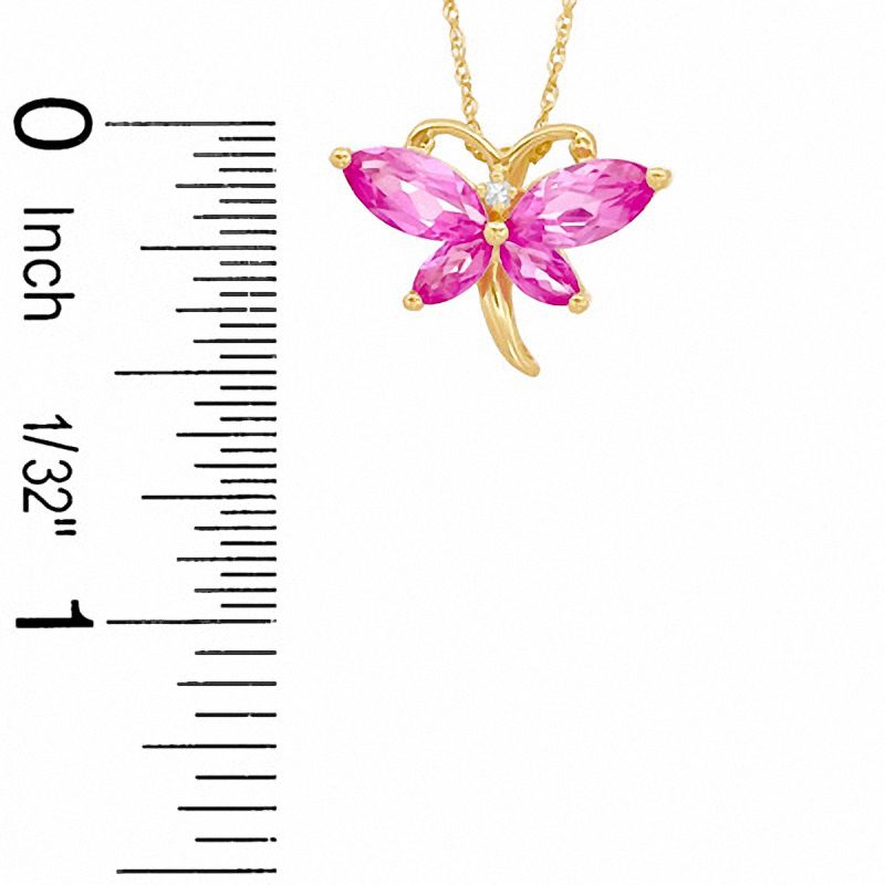 Marquise Lab-Created Pink Sapphire and CZ Butterfly Pendant in Sterling Silver with 14K Gold Plate