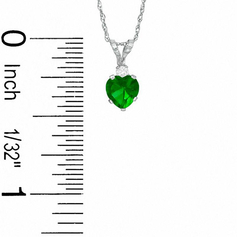 Heart-Shaped Simulated Emerald Pendant and Earrings Set in Sterling Silver with CZ