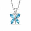 Thumbnail Image 0 of Marquise Simulated Blue Topaz Butterfly Pendant in Sterling Silver