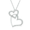 Thumbnail Image 0 of Cubic Zirconia Double Heart Pendant in 10K White Gold - 17"