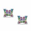 Thumbnail Image 0 of Pastel Crystal Butterfly Stud Earrings in Sterling Silver