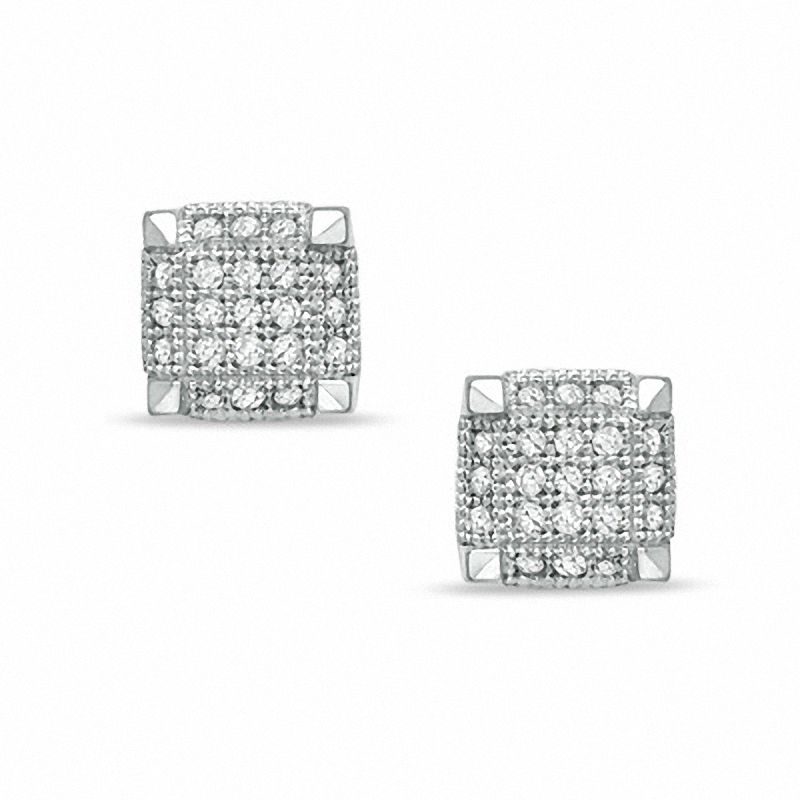 1/3 CT. T.W. Diamond Square Stud Earrings in 10K White Gold