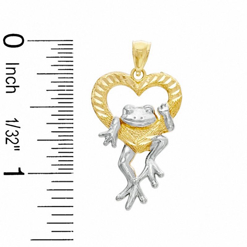 Diamond-Cut Heart and Frog Charm in 10K Two-Tone Gold
