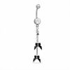 Thumbnail Image 0 of 014 Gauge Black Guitars Dangle Belly Button Ring with Cubic Zirconia in Stainless Steel