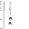 Thumbnail Image 1 of 014 Gauge Black Guitars Dangle Belly Button Ring with Cubic Zirconia in Stainless Steel