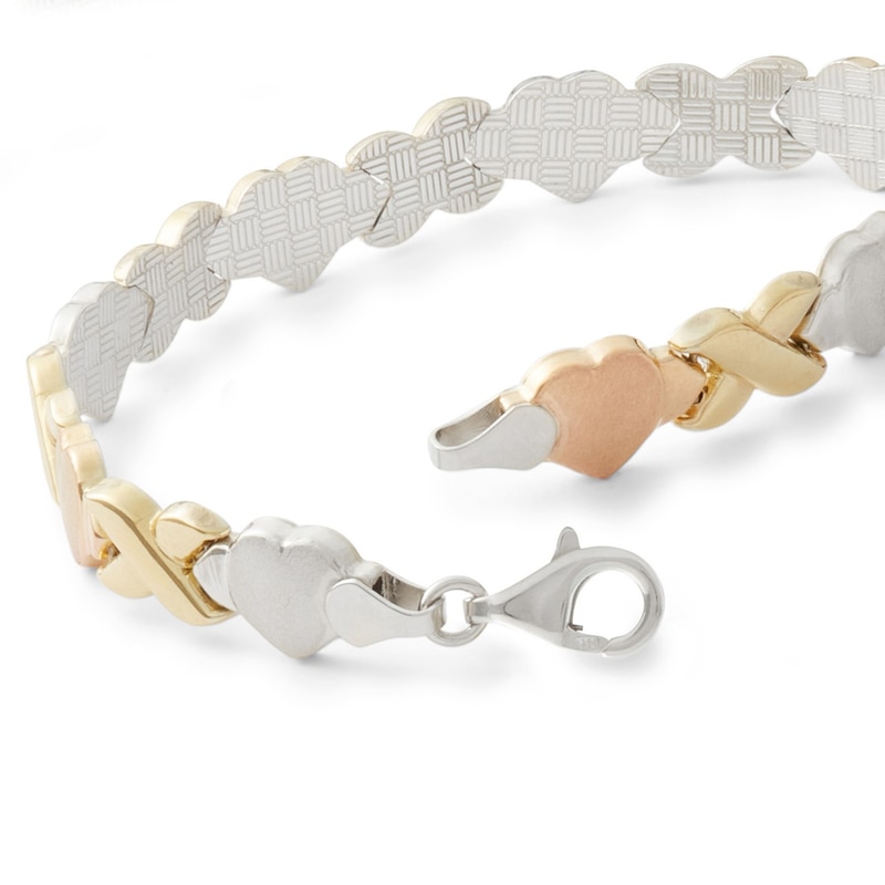 X Heart Link Bracelet in 10K Two-Tone Gold Bonded Sterling Silver - 8"