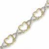 Thumbnail Image 0 of Diamond Accent Alternating Heart and X Bracelet in Sterling Silver with 18K Gold Plate - 7.5"
