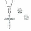 Thumbnail Image 0 of Cubic Zirconia Cross Pendant and Stud Earrings Set in Sterling Silver