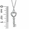 Thumbnail Image 1 of Cubic Zirconia Heart Key Pendant and Heart-Shaped Stud Earrings Set in Sterling Silver