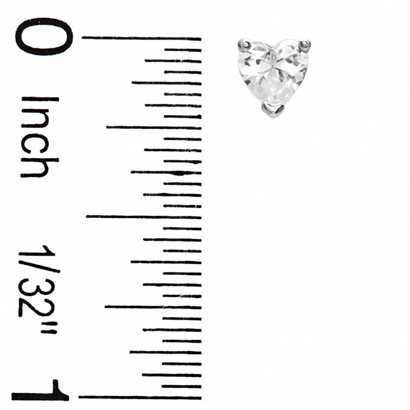 Cubic Zirconia Heart Key Pendant and Heart-Shaped Stud Earrings Set in Sterling Silver