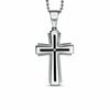 Thumbnail Image 0 of Diamond Accent Layered Cross Pendant in Stainless Steel - 24"