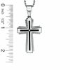 Thumbnail Image 1 of Diamond Accent Layered Cross Pendant in Stainless Steel - 24"