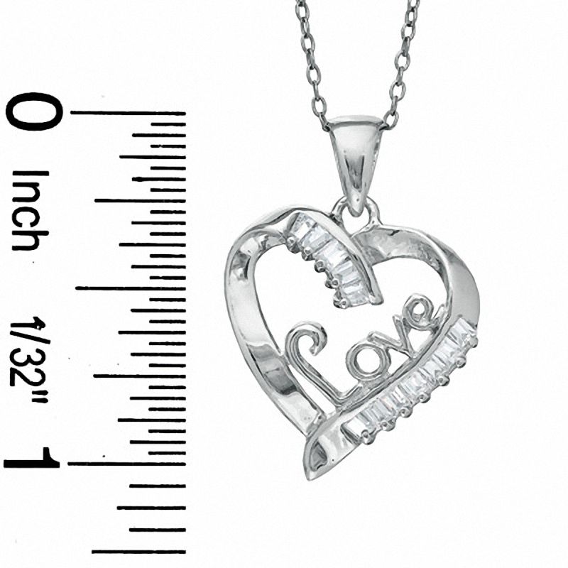 Cubic Zirconia Heart LOVE Pendant and 5mm Stud Earrings Set in Sterling Silver
