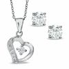 Thumbnail Image 0 of Cubic Zirconia Heart Pendant and 6mm Stud Earrings Set in Sterling Silver