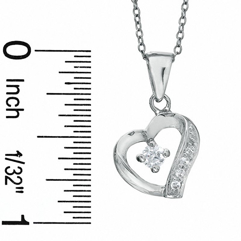 Cubic Zirconia Heart Pendant and 6mm Stud Earrings Set in Sterling Silver