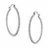 Thumbnail Image 0 of Cubic Zirconia Inside-Out 2 x 40mm Hoop Earrings in Sterling Silver