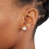 Thumbnail Image 2 of 5.75mm Cultured Freshwater Pearl and Crystal Stud Earrings in 10K Gold