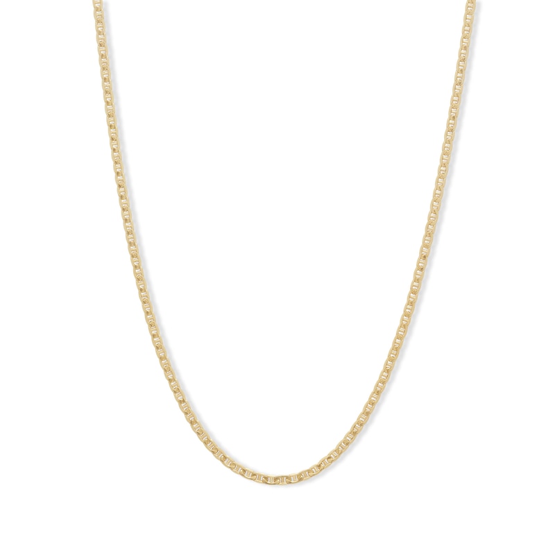 040 Gauge Mariner Chain Necklace in 14K Solid Gold Bonded Sterling Silver - 18"