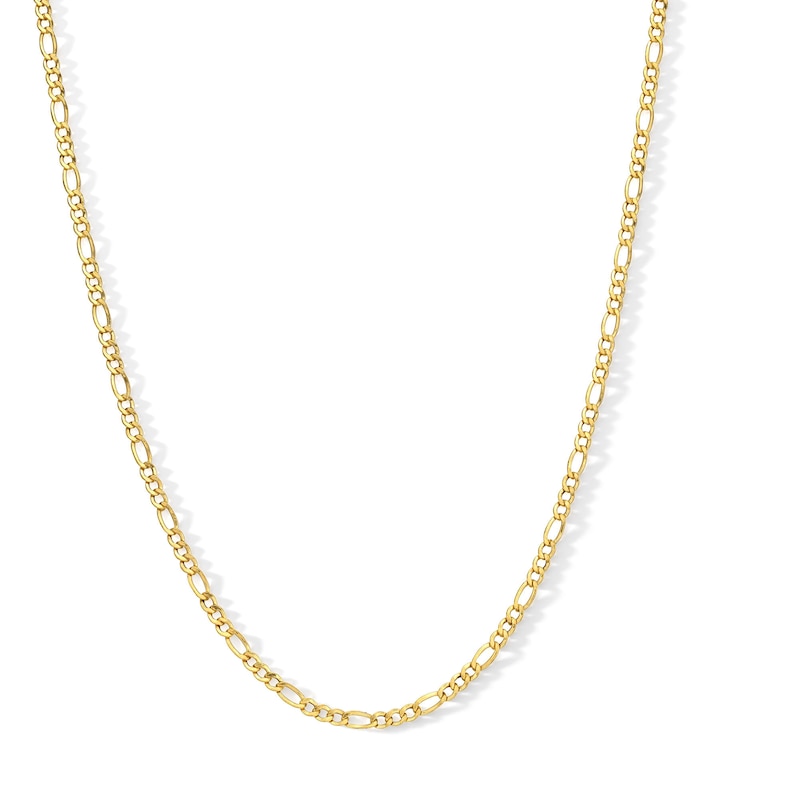 050 Gauge Figaro Chain Necklace in 14K Hollow Gold Bonded Sterling Silver - 18"