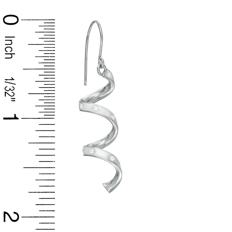 White Crystal Spiral Drop Earrings in Sterling Silver