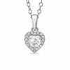 Thumbnail Image 0 of Lab-Created White Sapphire and Diamond Accent Heart Frame Pendant in Sterling Silver