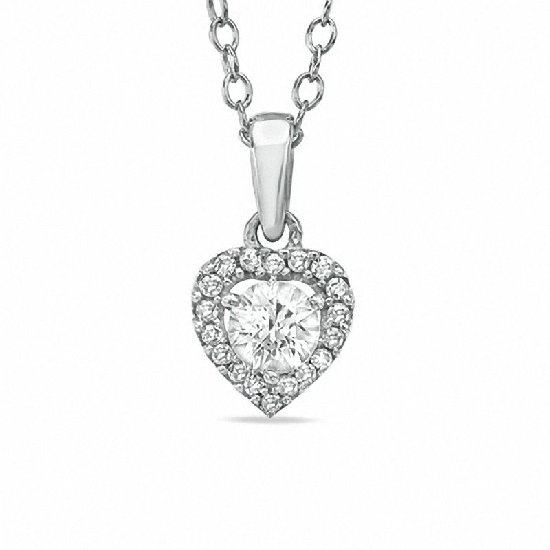 Lab-Created White Sapphire and Diamond Accent Heart Frame Pendant in Sterling Silver
