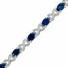 Thumbnail Image 0 of Oval Lab-Created Blue Sapphire and Diamond Bracelet in Sterling Silver - 7.25"