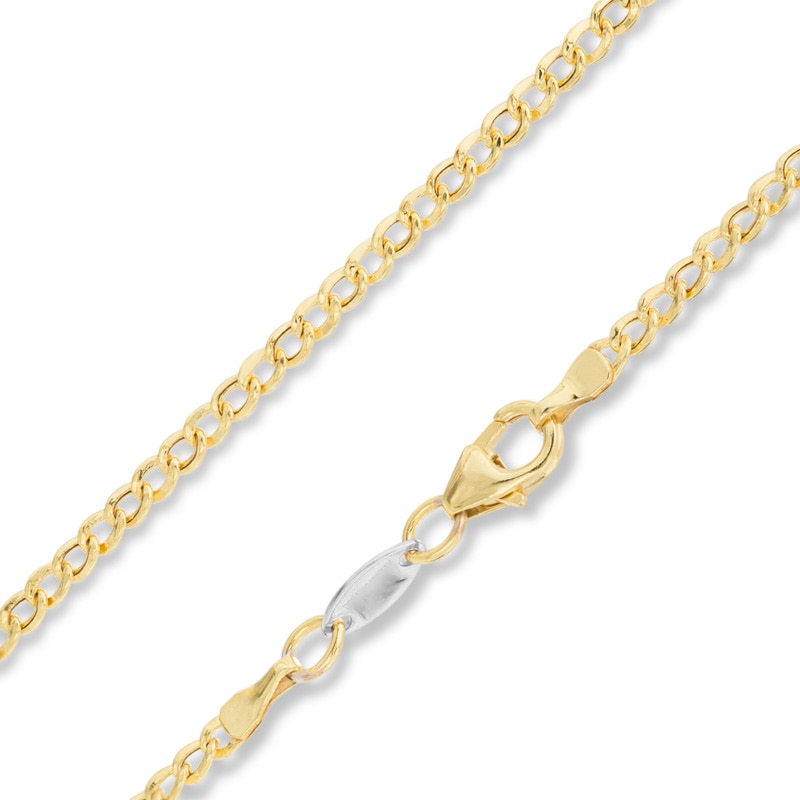 Sterling Silver and 14K Gold Plate 060 Gauge Curb Chain Necklace - 18"
