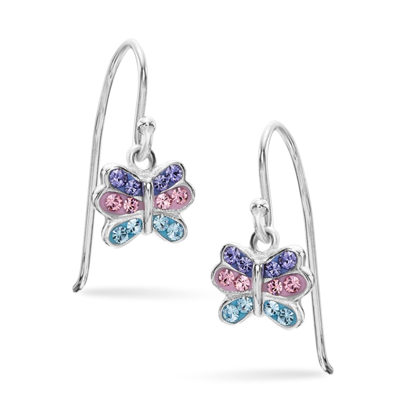 unique lava earrings black lava butterfly earrings DROP EARRINGS with light blue semiprecious stone butterflies cute earrings